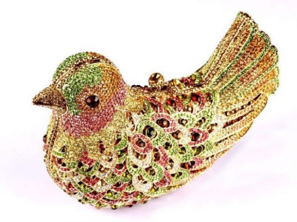 Cute Bird-Shaped Evening Bag Rhinestones Deco Golden Chain 15 Styles - Image 2