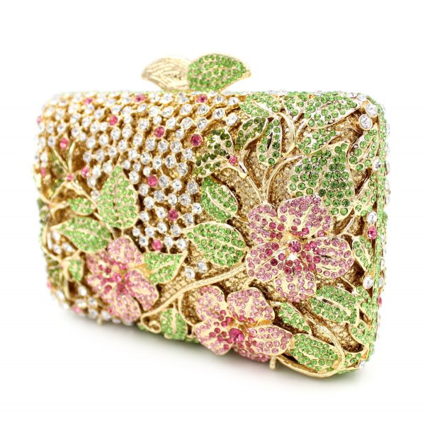 New Women Brand Rhinestones Square Floral Evening Clutch Bags Colored Crystals - Image 4