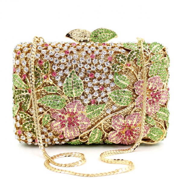 New Women Brand Rhinestones Square Floral Evening Clutch Bags Colored Crystals - Image 7