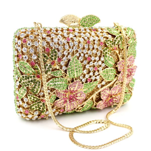 New Women Brand Rhinestones Square Floral Evening Clutch Bags Colored Crystals - Image 8