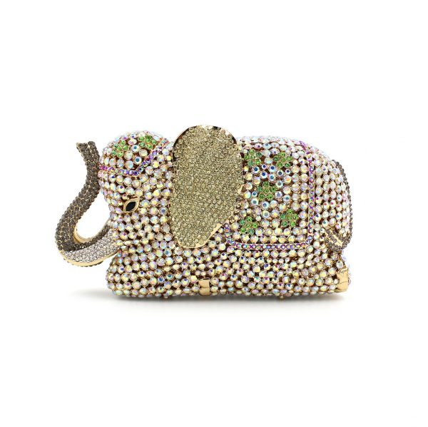 Cute Elephant Luxury Crystal Evening Clutch for Lady