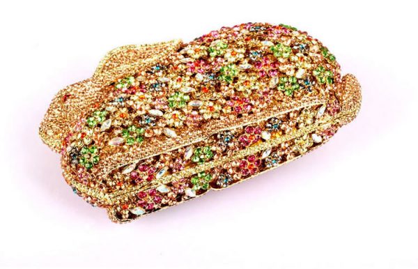 Luxurious Golden Rabbit Evening Clutch Alloy Hard Case Deco with Crystals - Image 4