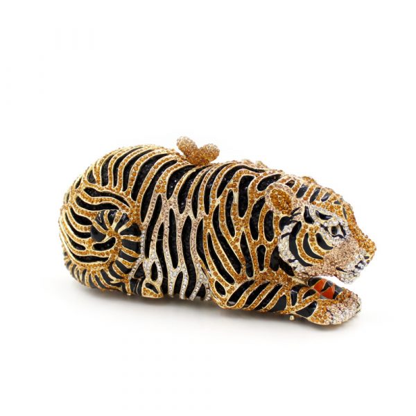 Golden Tiger Clutch Bag Deco with Crystal for Lipstick Cell Phone - Image 3