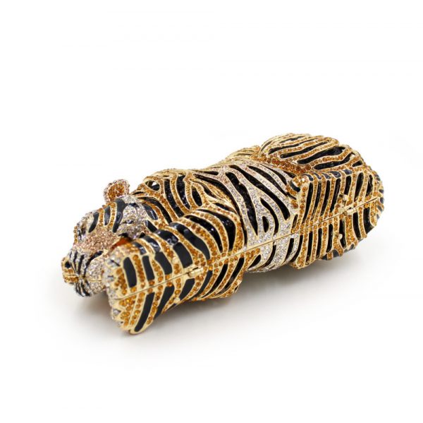 Golden Tiger Clutch Bag Deco with Crystal for Lipstick Cell Phone - Image 7