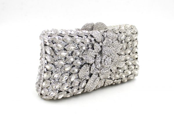 Elegant Silver Crystal Evening Clutch Bag for Prom Cocktail Party - Image 2