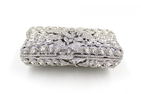 Elegant Silver Crystal Evening Clutch Bag for Prom Cocktail Party - Image 3