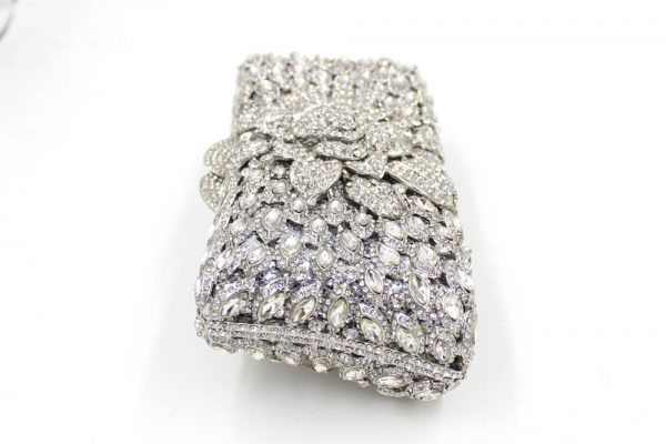 Elegant Silver Crystal Evening Clutch Bag for Prom Cocktail Party - Image 4