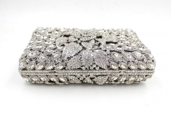 Elegant Silver Crystal Evening Clutch Bag for Prom Cocktail Party - Image 5